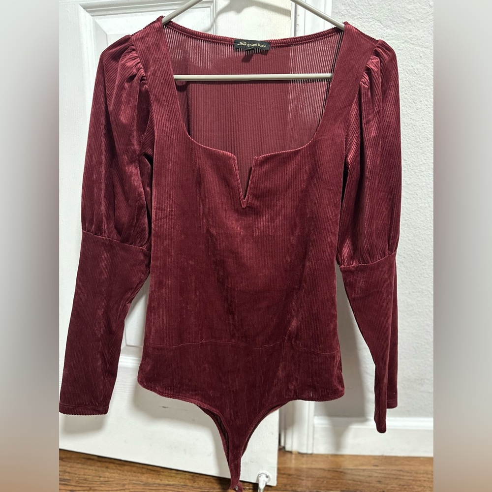 Velvet Maroon Long Sleeve Bodysuit